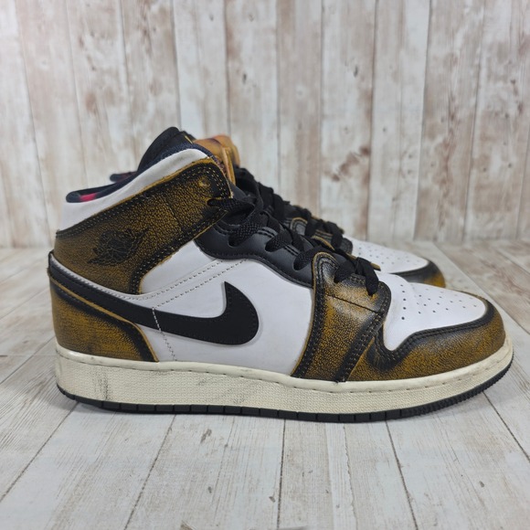 Air Jordan 1 Mid SE TD Toddler Shoes DQ8418 071 White‎ Gold Black
